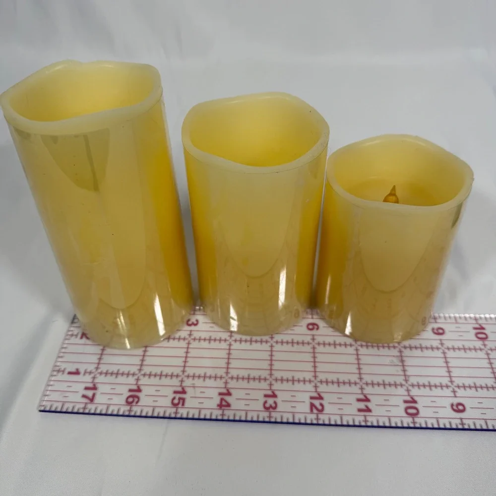 Glow Candles LED Pillar Candles Cream Color Changing Remote Set of 3